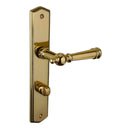 2 poignées de porte ATTILA, Verrou de condamnation pour salles de bain/WC, Finition laiton poli doré, Entraxe standard 195 mm