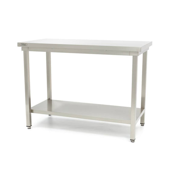 Table en acier inoxydable 120x60cm avec étagère - clicktofournisseur.com