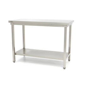 Table en acier inoxydable 140x60cm avec étagère - clicktofournisseur.com