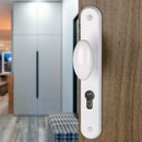 2 poignées de porte sur plaque CHIC, Trou de cylindre - entrée - bureau - service, Aluminium blanc RAL 9016, Entraxe 195 mm