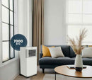 INFINITON PACPK17W Climatiseur 7000 BTU, convient pour pièces de 12-15 m², classe d'efficacité énergétique A, minuterie, 3 niveaux de puissance, mode veille, déshumidificateur, kit d'installation