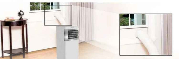 INFINITON PACPK17W Climatiseur 7000 BTU, convient pour pièces de 12-15 m², classe d'efficacité énergétique A, minuterie, 3 niveaux de puissance, mode veille, déshumidificateur, kit d'installation