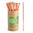 8mm Rose Gold Metallic Steel Straws (30 pcs)-2