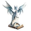Large Blue Dragon Standing On An Open Ancient Book-1