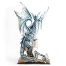 Large Blue Dragon Standing On An Open Ancient Book-3