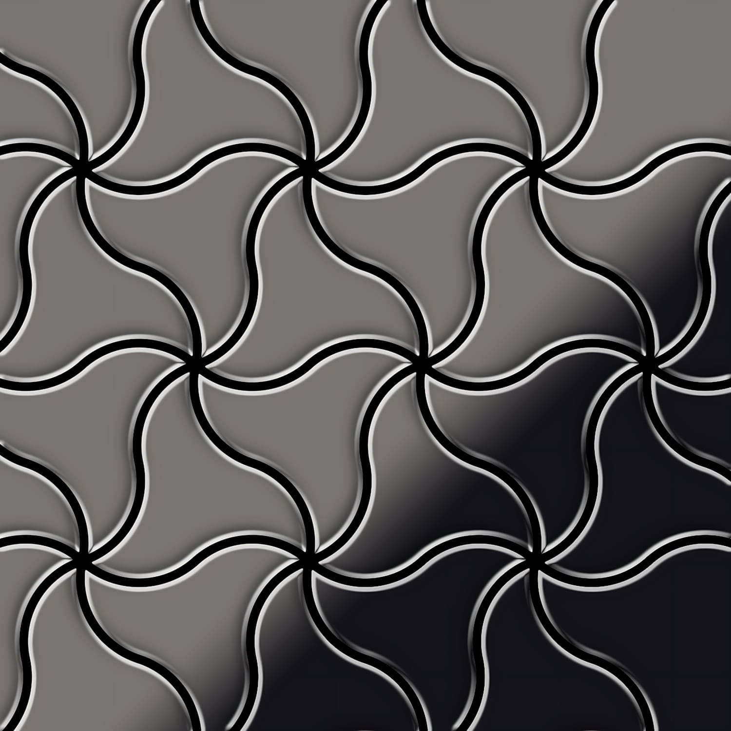 Mosaïque métal massif Carrelage Titane miroir Smoke gris foncé Grosseur 1,6mm ALLOY Ninja-Ti-SM dessiné par Karim Rashid0,67 m2