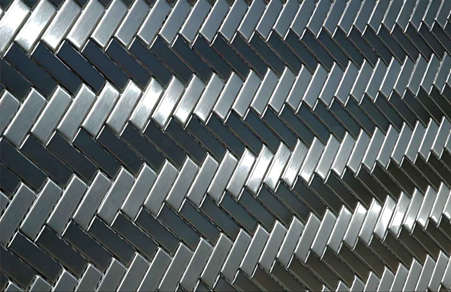 Mosaïque métal massif Carrelage Acier inoxydable brossé gris Grosseur 1,6mm ALLOY Herringbone-S-S-B 0,94 m2