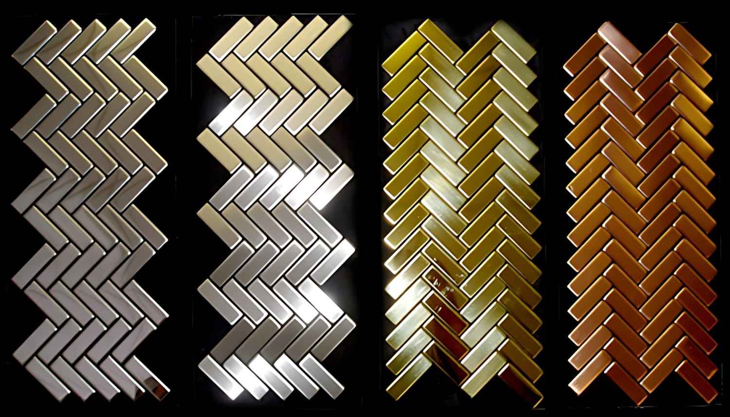 Mosaïque métal massif Carrelage Acier inoxydable miroir gris Grosseur 1,6mm ALLOY Herringbone-S-S-M 0,94 m2