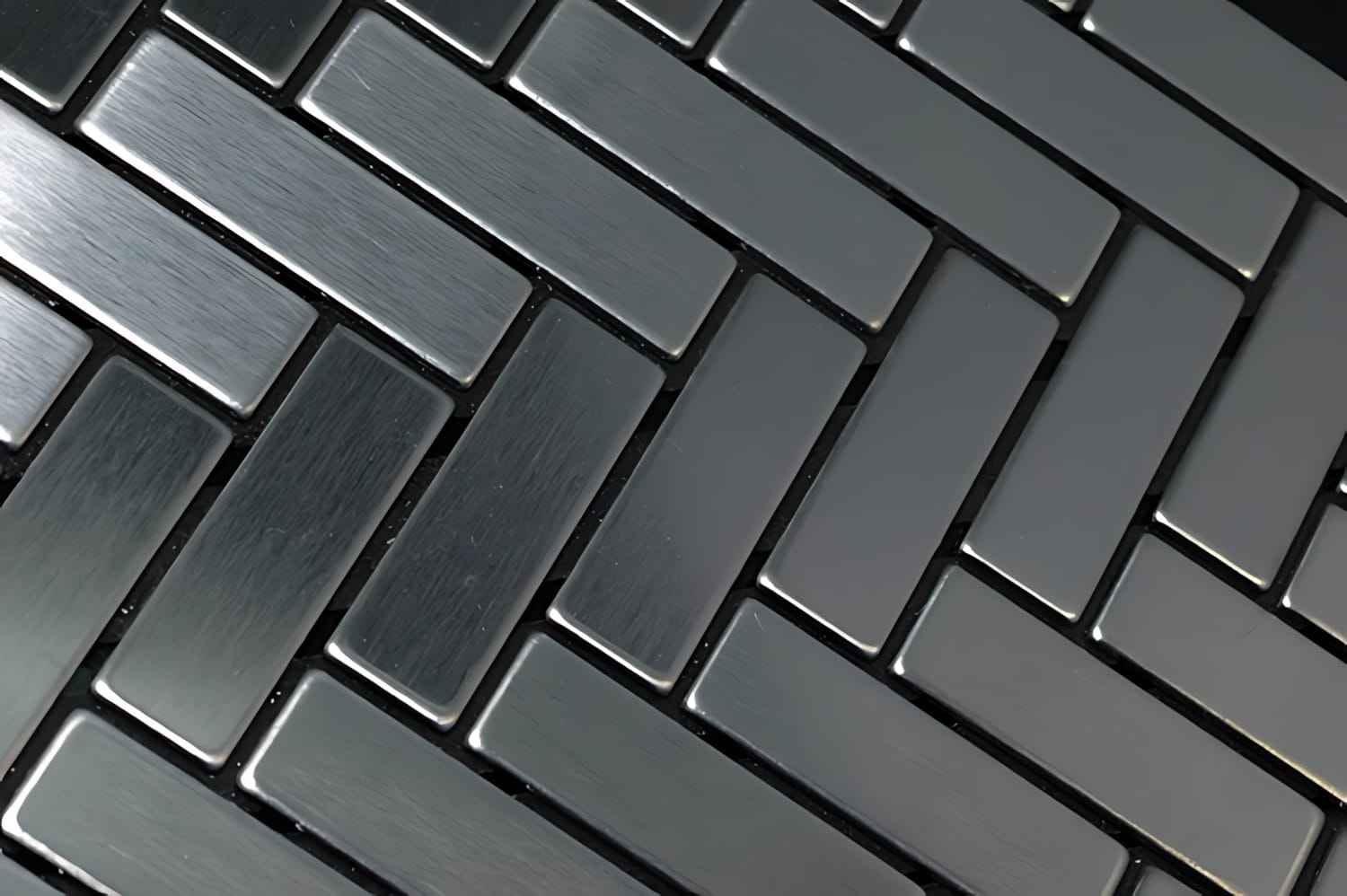 Mosaïque métal massif Carrelage Acier inoxydable brossé gris Grosseur 1,6mm ALLOY Herringbone-S-S-B 0,94 m2
