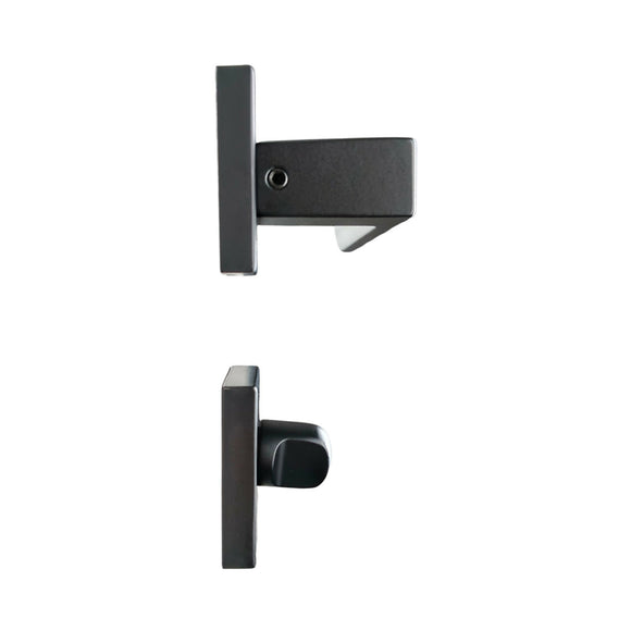 2 poignées de porte sur rosace LOFT, Verrou de condamnation pour salles de bain/WC Finition métal noir mat