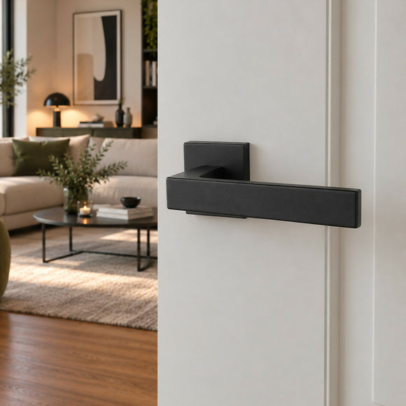 2 poignées de porte sur rosace LOFT, Finition métal noir mat
