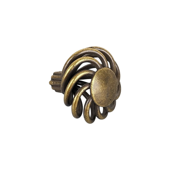 Bouton de meuble TORSADE ROND, Finition acier patiné vieilli