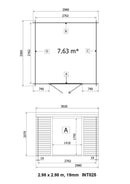 Abri de jardin en bois ep 19mm surface utile 763m² 298x298x207cm int025/ineksa
