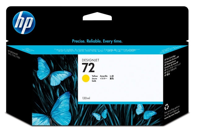 Cartouche d'encre HP 72 d'origine C9373A jaune haute capacité 130 ml, 1 paquet
