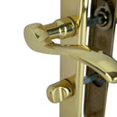 2 poignées de porte sur plaque AGATHE, Verrou de condamnation pour salle de bain/WC, Finition laiton poli, Entraxe standard 195 mm-5