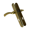 2 poignées de porte sur plaque TAMARA, Entrée de clé pour chambre, Finition laiton doré poli, Entraxe standard 195 mm-6