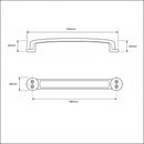 Schéma technique de poignée de meuble COOPER, Finition zamak nickel mat, entraxe 160 mm