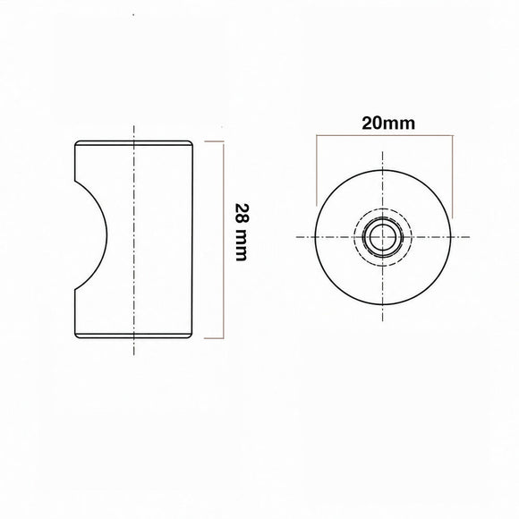 Schéma technique de Bouton de meuble TIRETTE ENCOCHE, Finition inox