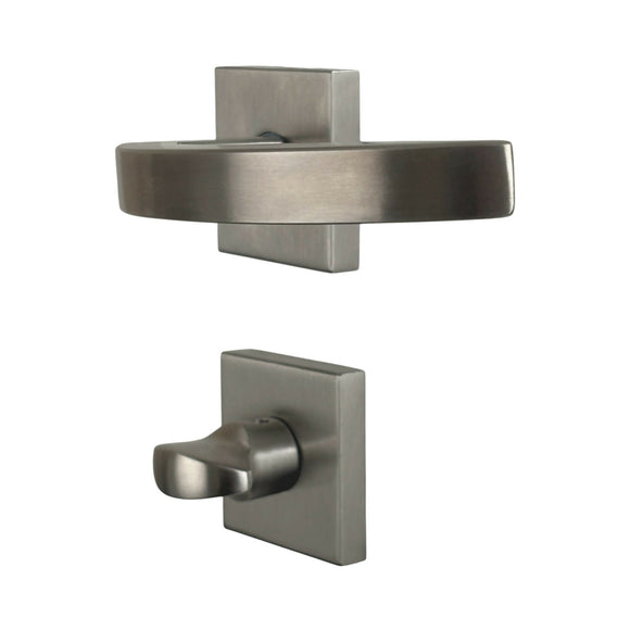 2 poignées de porte sur rosace ORION, Verrou de condamnation pour salle de bain/WC, Finition Inox 304 nickel mat