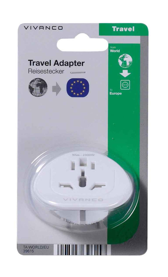 Adaptateur de voyage Vivanco Monde-UE (39615)