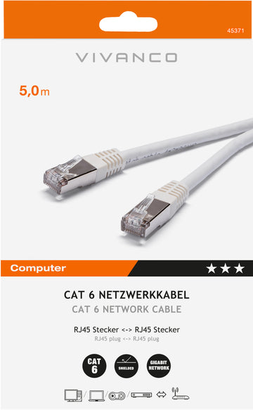 Câble réseau vivanco cat 6 5 m 45371