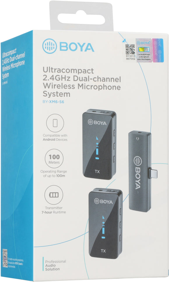 Microphone double sans fil numérique Boya, USB Type-C (2,4 GHz) « BY-XM6-S6 » (jaune 0,18 €)