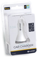 Chargeur voiture Platinet + câble 3xUSB 5200mA, blanc (43722)