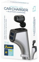 Chargeur voiture Platinet 2xUSB 3,1A + écouteurs Bluetooth Duos (44639)