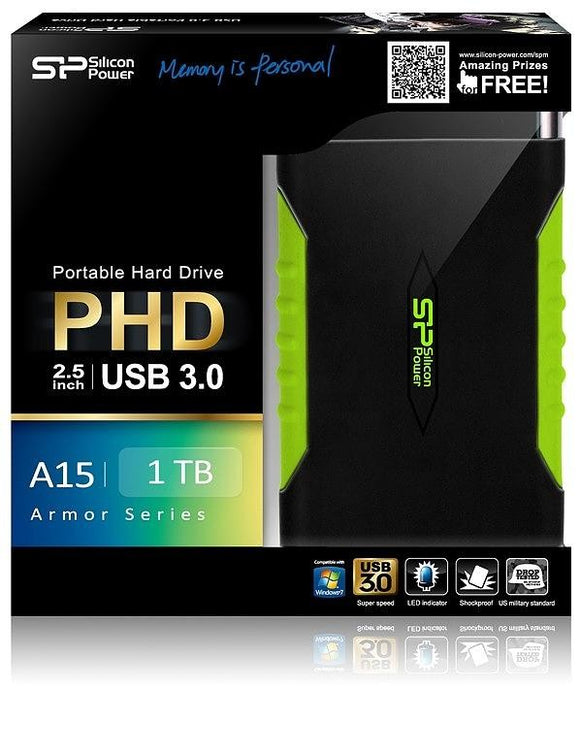 Disque dur externe Silicon Power Armor A15 1 To, noir