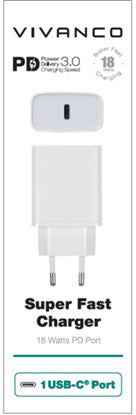 Chargeur Vivanco USB-C 3A 18W, blanc (60810)