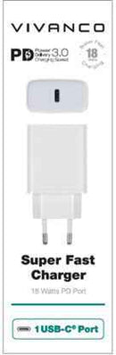 Chargeur Vivanco USB-C 3A 18W, blanc (60810)
