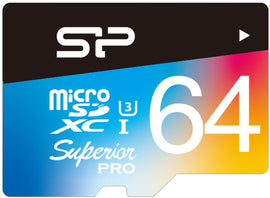 Silicon Power memory card microSDXC 64GB Superior Pro Color U3 + adapter