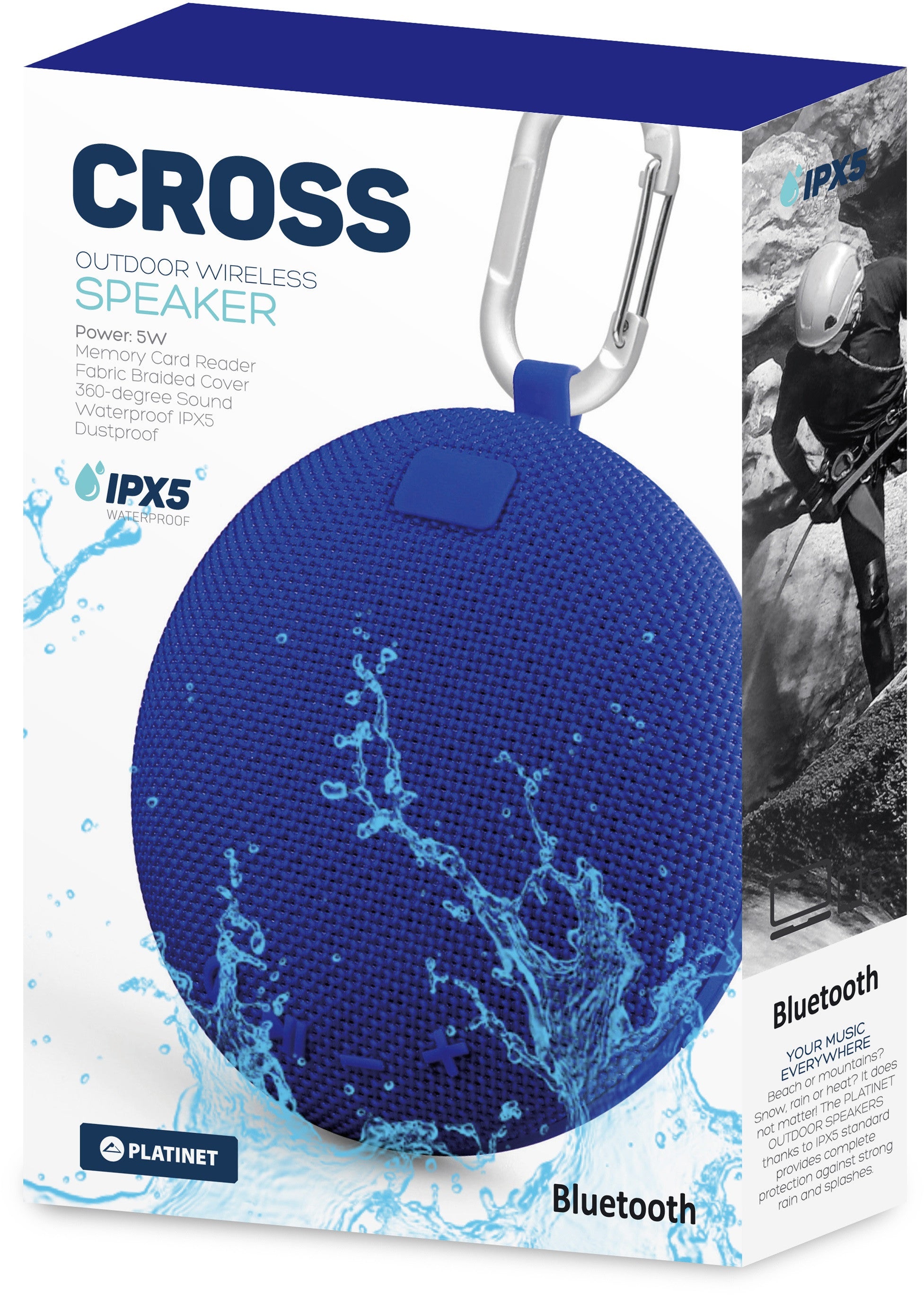 Enceinte sans fil platinet cross pmg14 bt bleu 44491