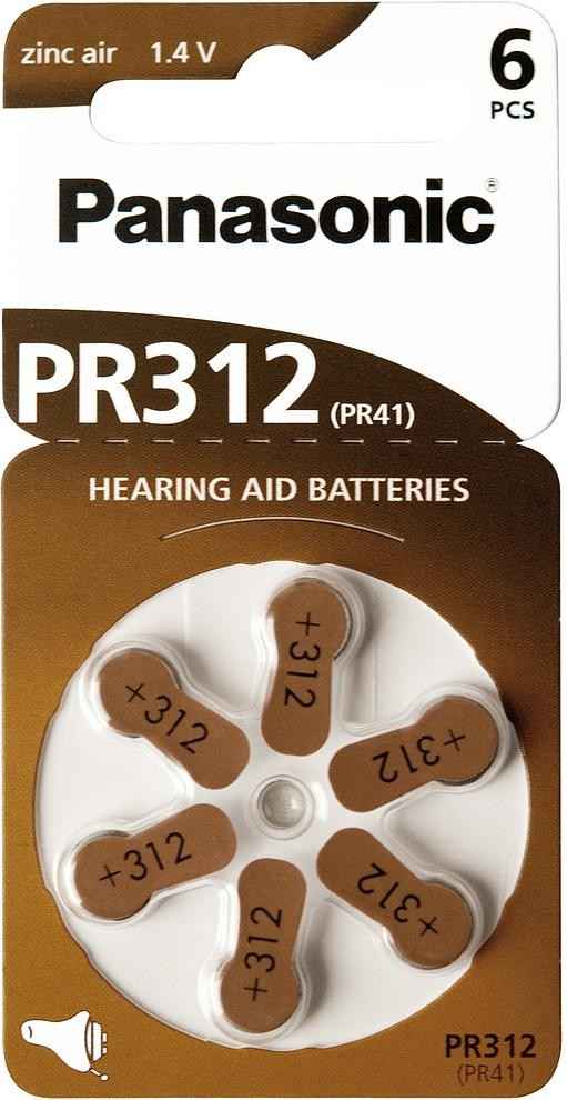 Panasonic hearing aid battery PR312L/6DC