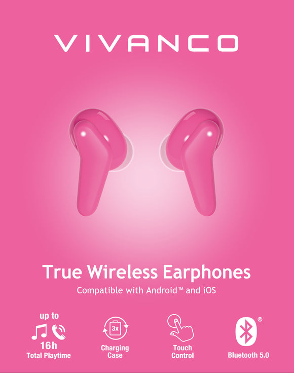 Casque sans fil Vivanco Fresh Pair BT, rose (60631)
