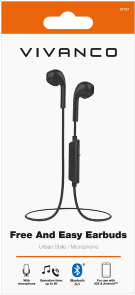 Casque sans fil Vivanco Free&Easy Earbuds, noir (61737)