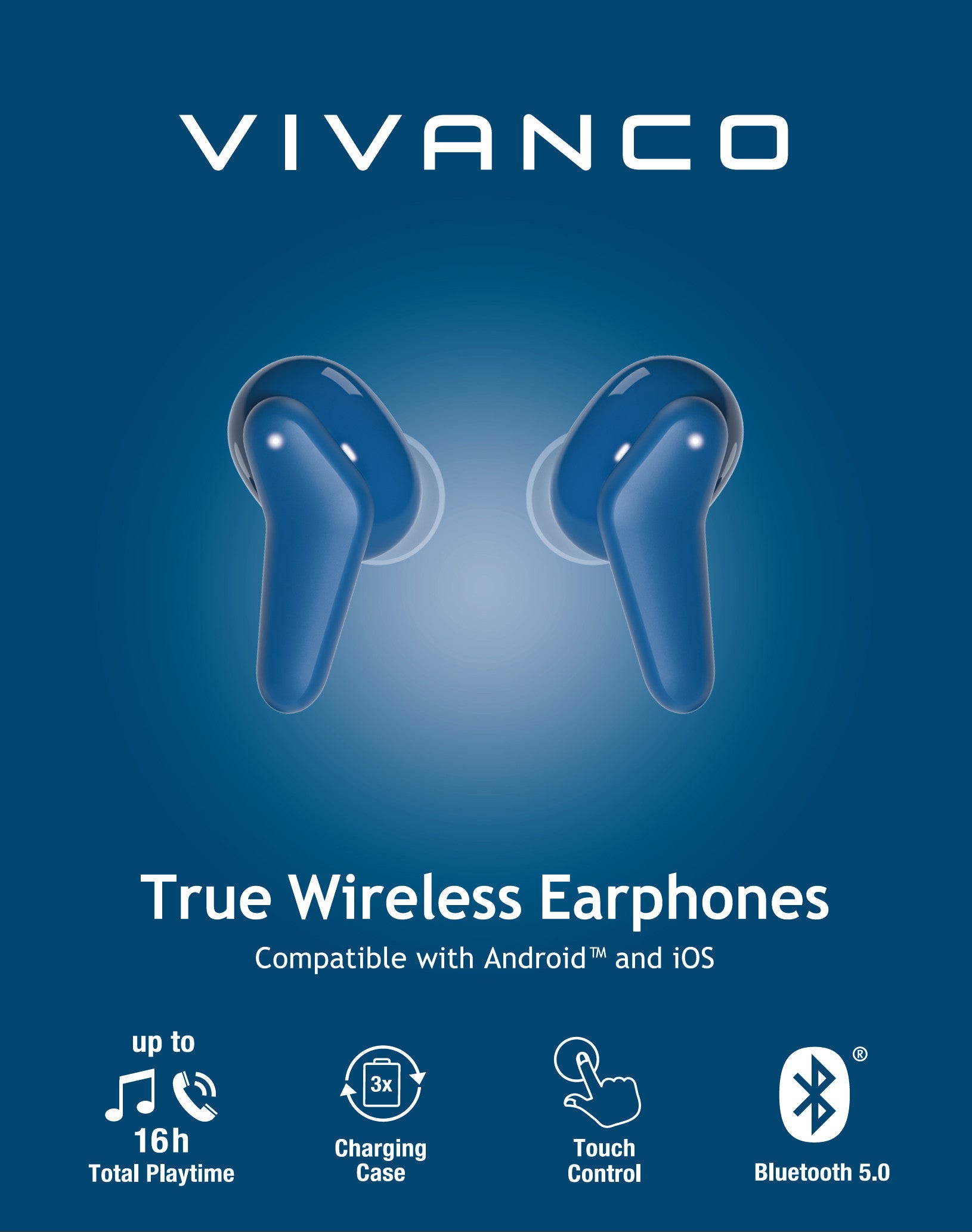 Casque sans fil vivanco fresh pair bt bleu 60607