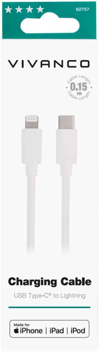 Vivanco cable Lightning - USB-C 15cm, white (62757)