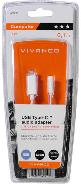 Adaptateur Vivanco USB-C - 3,5 mm 10 cm (45389)