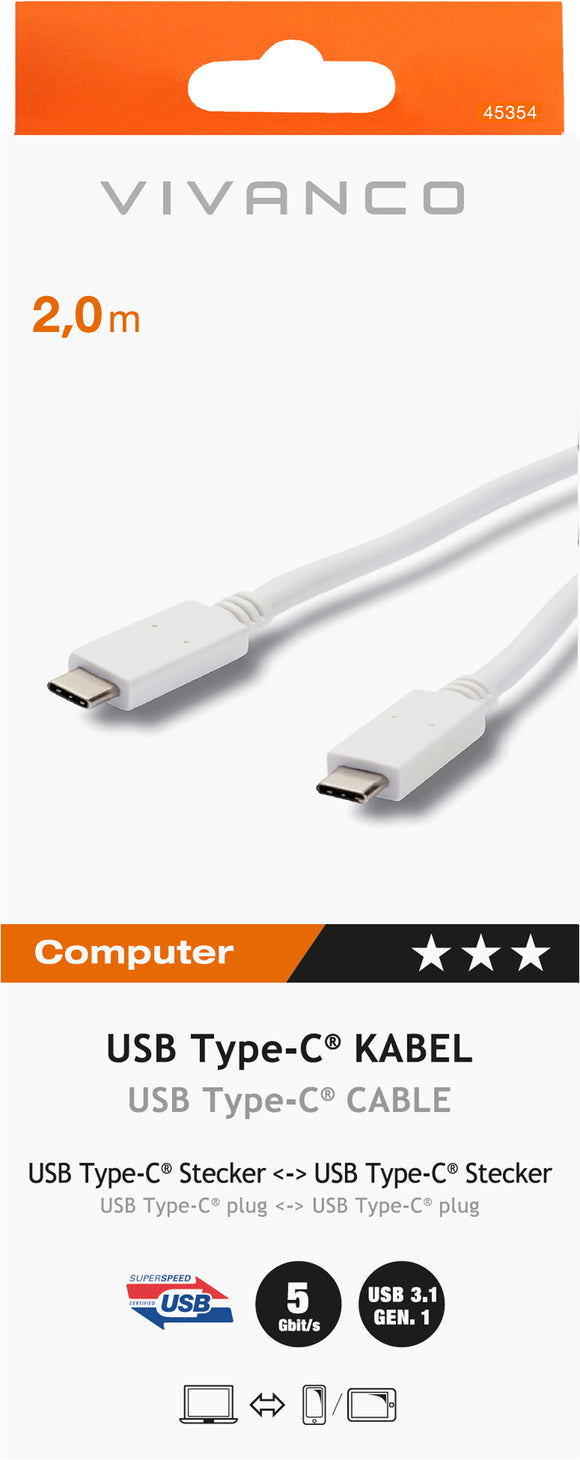 Câble USB-C Vivanco - USB-C 2 m EMark (45354)