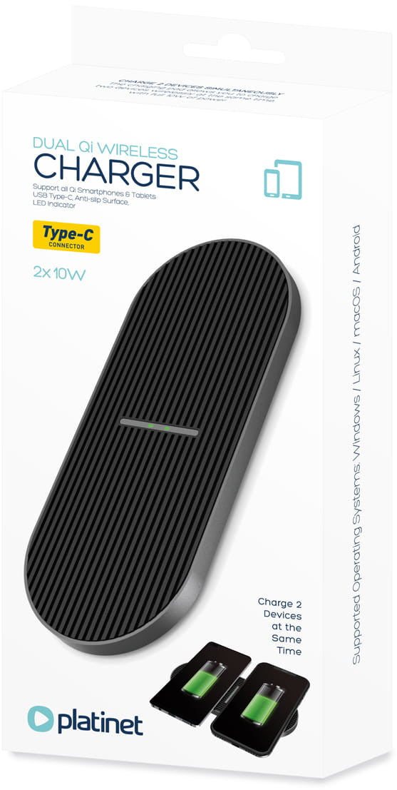 Chargeur sans fil platinet 2x10w pwcdb
