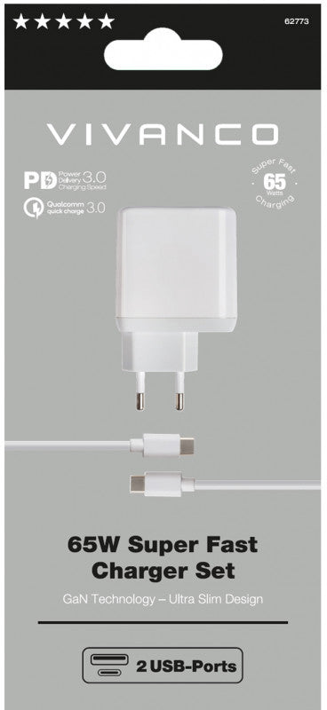 Chargeur Vivanco USB-C - USB-A 65 W 1 m (62773)
