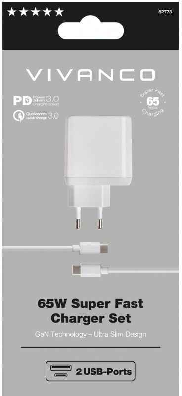 Chargeur Vivanco USB-C - USB-A 65 W 1 m (62773)