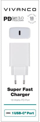 Chargeur Vivanco USB-C 3A 18W, blanc (60810)