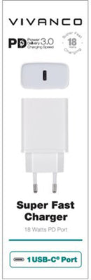 Chargeur Vivanco USB-C 3A 18W, blanc (60810)