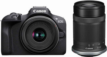 Canon | EOS R100 Mirrorless Camera + RF-S 18-45mm IS STM Lens + RF-S 55-210mm IS STM Lens | Megapixel 24.1 MP | Image stabilizer | ISO sensitivity (max) 256000 | Wi-Fi | Video recording | Manual | CMOS | Black