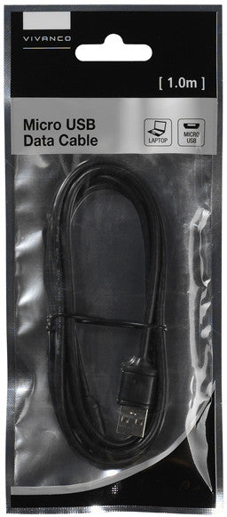 Vivanco cable microUSB - USB 1m, black (35815)