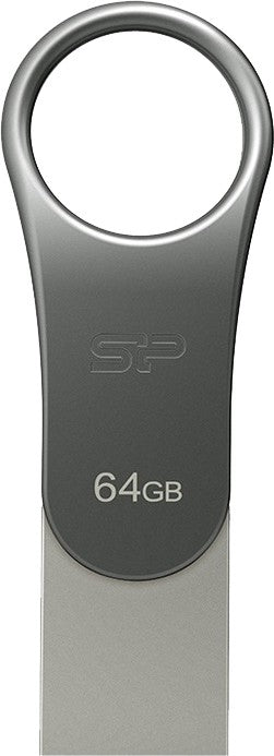 Silicon Power Mobile C80 USB flash drive 64 GB USB Type-A / USB Type-C 3.0 (3.1 Gen 1) Titanium