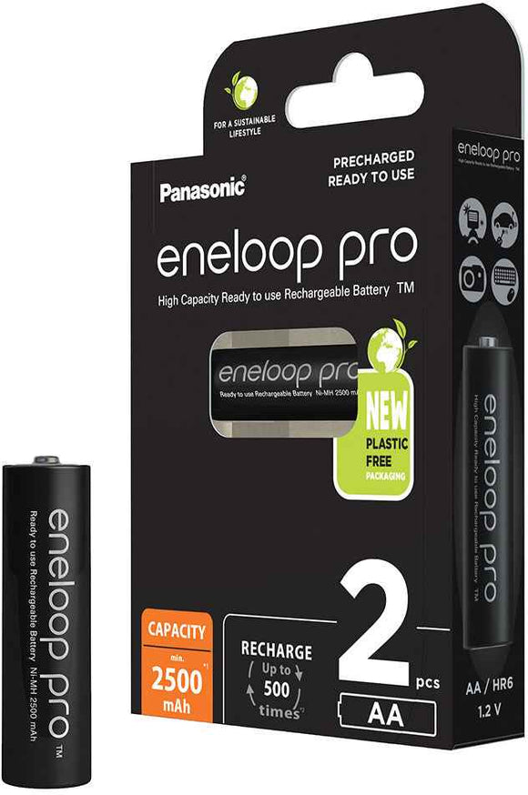 Panasonic rechargeable batteries ENELOOP Pro BK-3HCDE/2BE, 2500 mAh, 500 (2xAA) | Panasonic