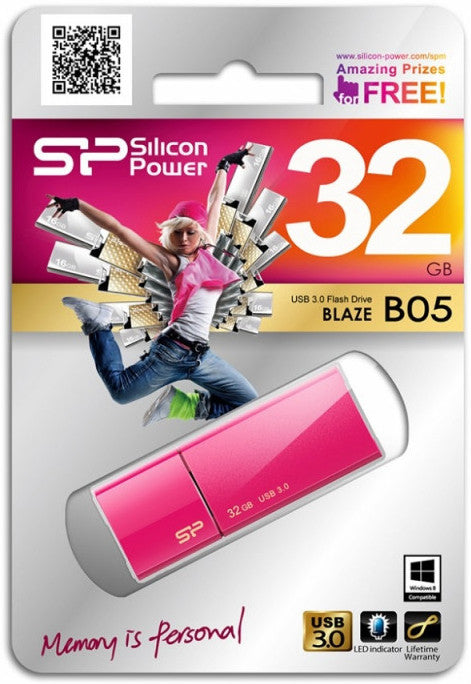Silicon Power flash drive 32GB Blaze B05 USB 3.0, pink